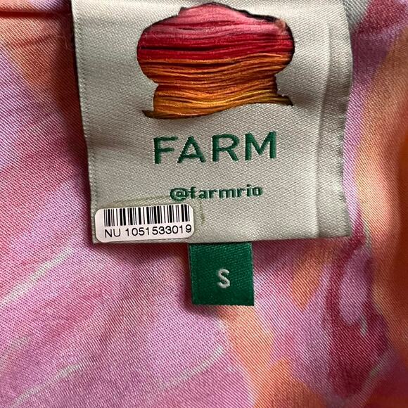 Farm Rio Fruit Brush Cutout Midi Dress Size Small Tropical Floral Vibrant Summer - Picture 7 of 8